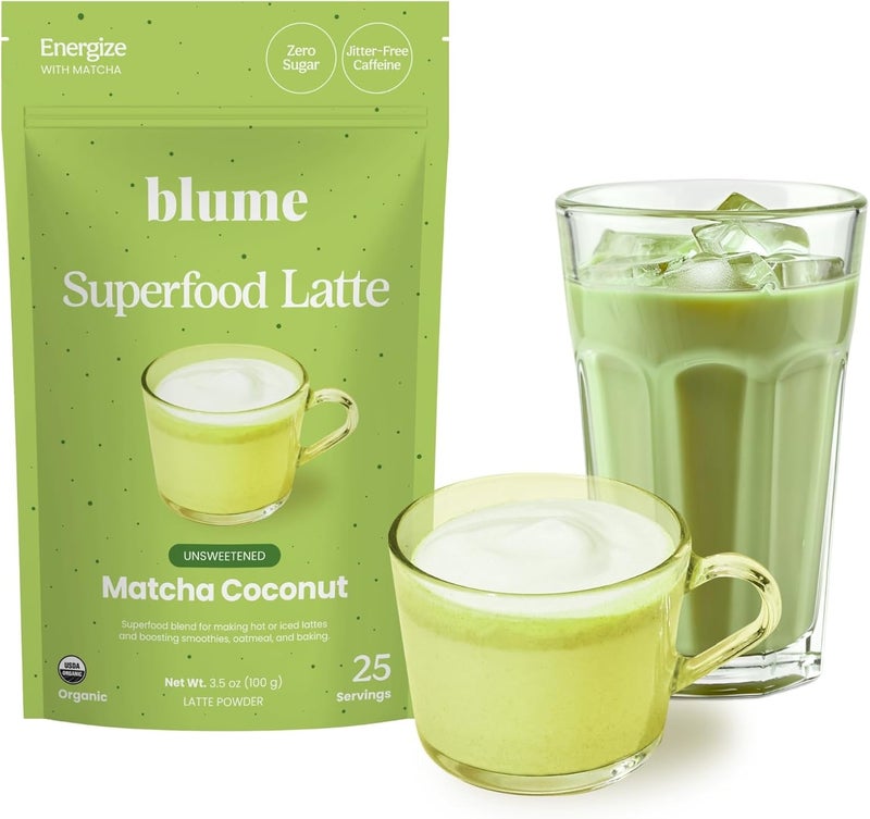 Blume Superfoods Organic Matcha Coconut Latte Powder - 25 Servings of Sugar-Free Vegan Energy Boost - Image 1
