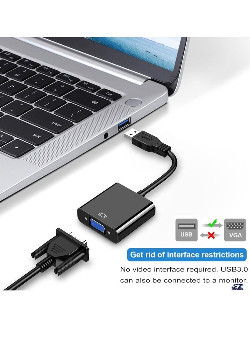 ELTRAZONE - USB to VGA Cable Adapter – 1080P VGA to USB 3.0/2.0 Adapter, Multi-Display Video Converter for Laptop, Desktop, PC to Monitor, Projector, TV (Not Supported for Chromebook) - Image 1