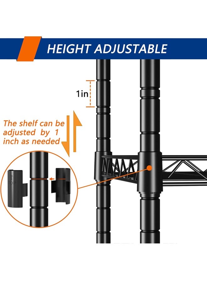 5-Wire Shelving Metal Storage Rack Adjustable Shelves,Standing Storage Shelf Units for Laundry Bathroom Kitchen Pantry Closet(Black,11.8" D x 16.6" W x 53.5" H) - Image 5