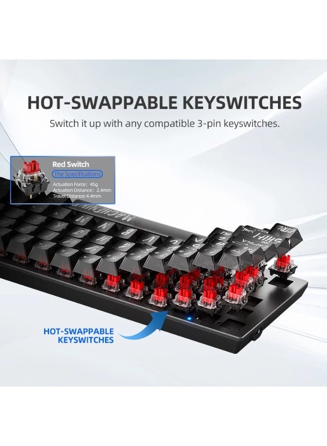Machenike K500 B61 Wired Mechanical Keyboard, Transparent PC Keycaps RGB Backlit 61 keys Hot-Swappable Gaming Keyboard - Image 5