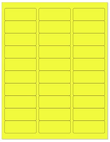 NextDayLabels 812 x 11 Neon Color High Light Fluorescent Labels for Laser Inkjet Printer Yellow Fluorescent 1 x 258 30 Per Page 3000 Labels