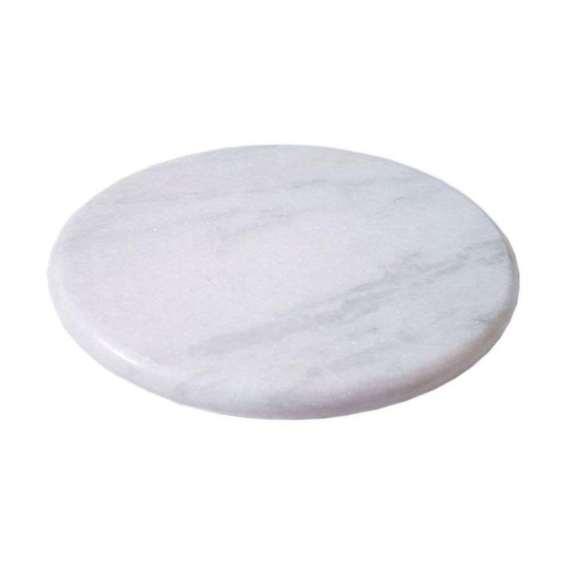 Natural White Marble Chakla/Chapati Board With Rolling Pin - Hand Crafted Roti Baking and Bread Rolling Set - Image 4