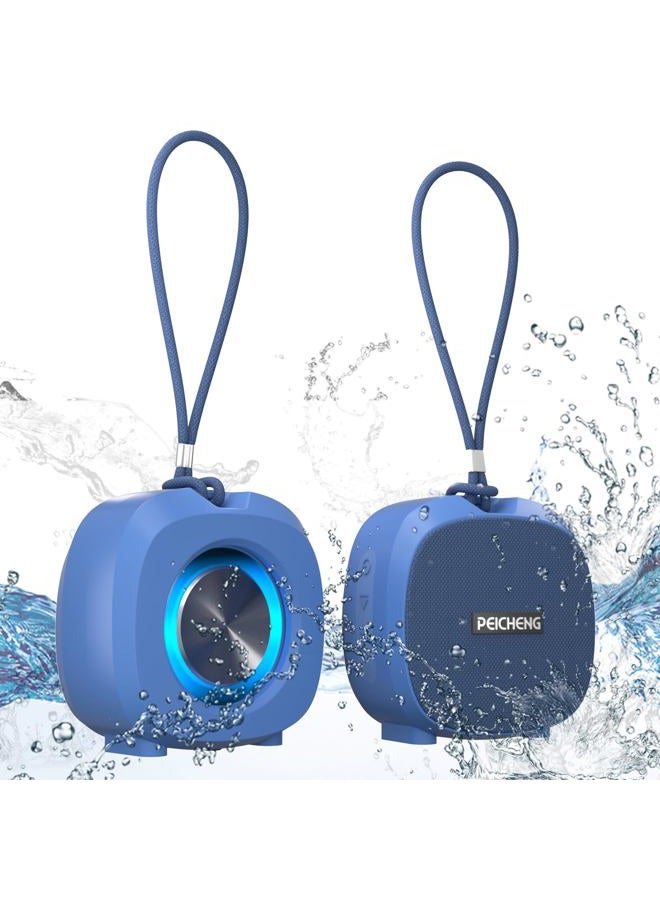 PEICHENG Speaker, Small Portable Bluetooth Wireless IPX5 Waterproof Shower Speaker,Loud Stereo Sound Deep Bass,Dual Pairing, RGB Lights,Long Playtime for Outdoor Party, Great Gift,1PC (Blue) - Image 1