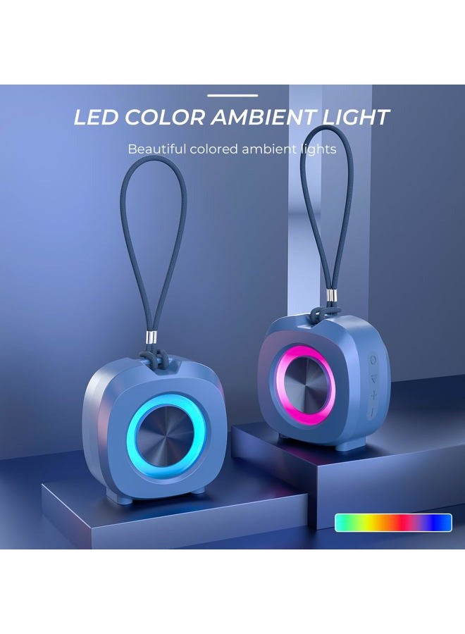 PEICHENG Speaker, Small Portable Bluetooth Wireless IPX5 Waterproof Shower Speaker,Loud Stereo Sound Deep Bass,Dual Pairing, RGB Lights,Long Playtime for Outdoor Party, Great Gift,1PC (Blue) - Image 2