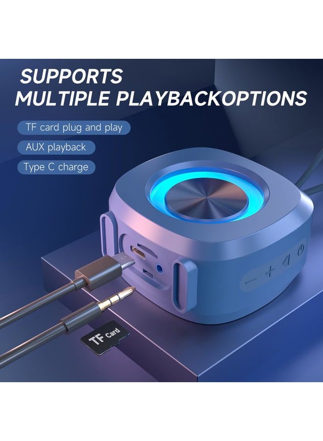 PEICHENG Speaker, Small Portable Bluetooth Wireless IPX5 Waterproof Shower Speaker,Loud Stereo Sound Deep Bass,Dual Pairing, RGB Lights,Long Playtime for Outdoor Party, Great Gift,1PC (Blue) - Image 3
