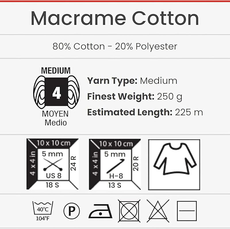 YarnArt YarnArt Macrame Cotton Macrame Yarn for Crafting Knitting and Crochet Unique Macrame Crafts 880 Oz 24606 Yds 80 Cotton Macrame Cord Macrame Yarn Weight Medium 753Cream  - Image 5