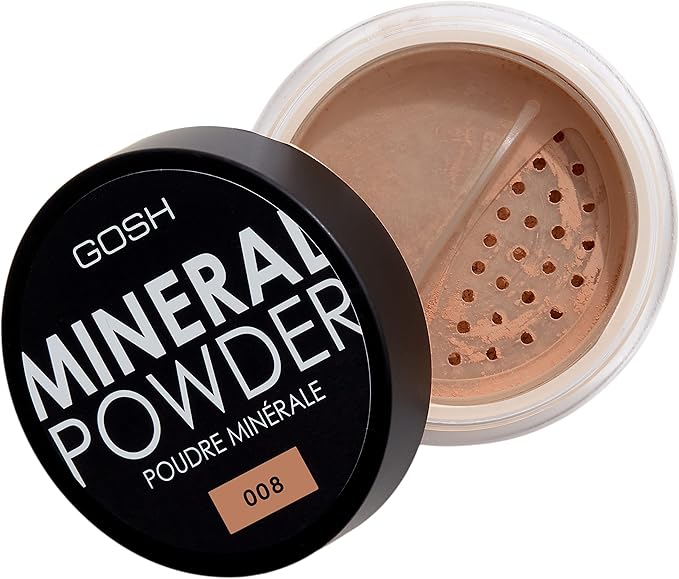 GOSH Mineral Powder Vegan Loose Fixation Powder with Minerals for All Skin Types Matte LongLasting for a Flawless Complexion No Mask Effect Medium to High Coverage 008 Tan - Image 1