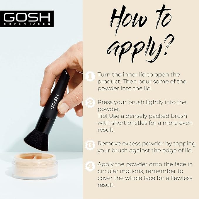 GOSH Mineral Powder Vegan Loose Fixation Powder with Minerals for All Skin Types Matte LongLasting for a Flawless Complexion No Mask Effect Medium to High Coverage 008 Tan - Image 4