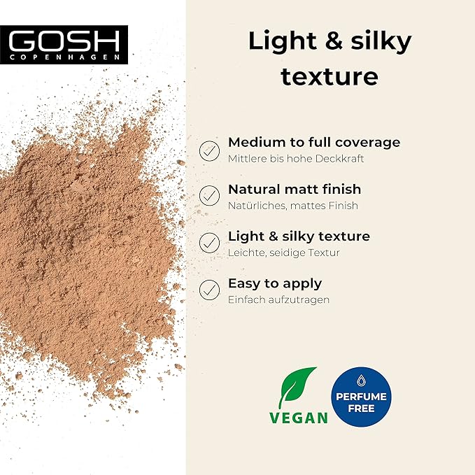 GOSH Mineral Powder Vegan Loose Fixation Powder with Minerals for All Skin Types Matte LongLasting for a Flawless Complexion No Mask Effect Medium to High Coverage 008 Tan - Image 2