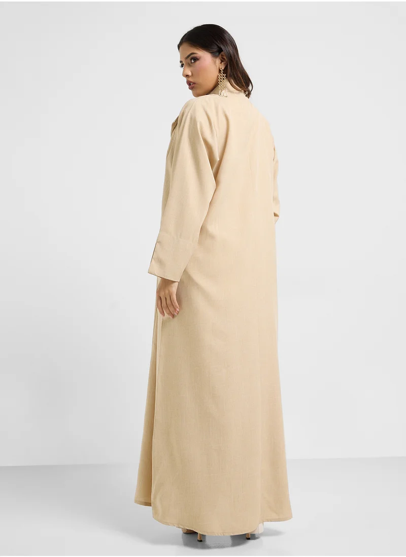 hayas closet V-Neck Belted Abaya