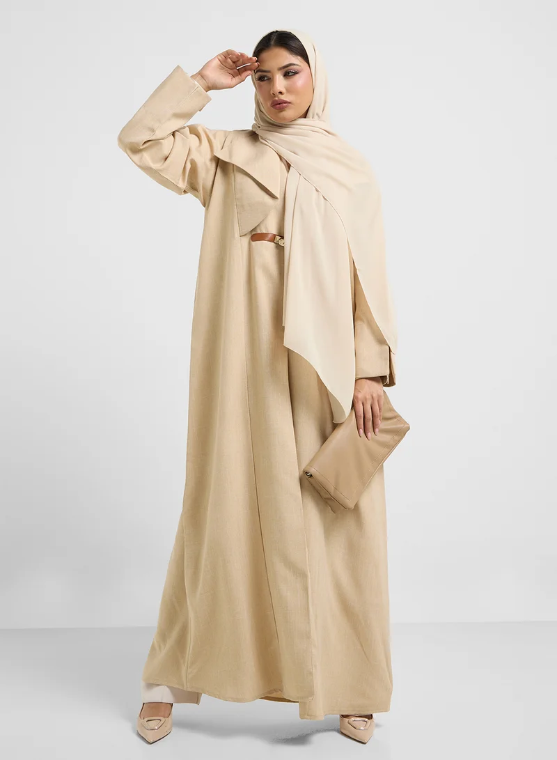 hayas closet V-Neck Belted Abaya