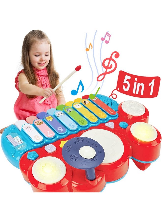 hahaland Baby Musical Toys, 3 In 1 Piano Keyboard Xylophone Drum Set For 1 Year Old Girls Toys, Learning Toys For Toddlers 1-3, Baby Piano 12-18 Months - 1 2 3 4 Year Old Girl Toys Birthday Gift - Image 1