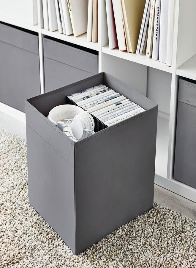 stoRk DRÖNA Box for KALLAX Shelving Unit, Dark Grey, Recycled Polyester Fabric, with Integrated Handles, 33x38x33 cm - Image 2