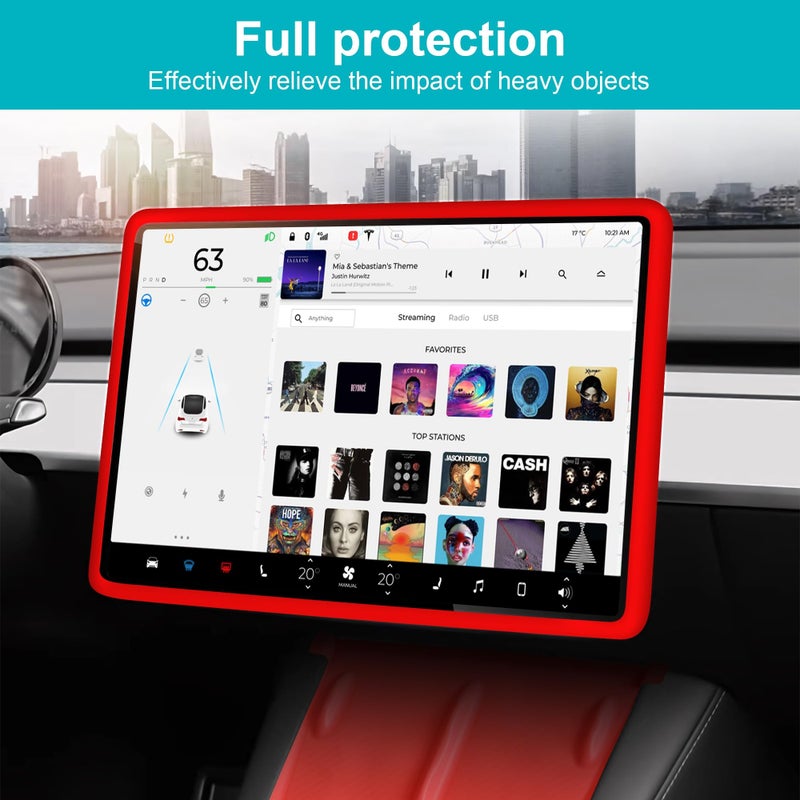frani Screen Frame Protector Red Designed for Tesla Model 3 (2025-2017), Tesla Model Y (2025-2020),Interior Decor Accessories for Tesla Model Accessories - Image 3