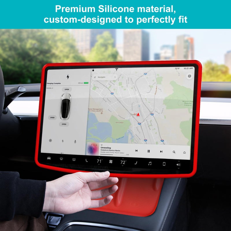 frani Screen Frame Protector Red Designed for Tesla Model 3 (2025-2017), Tesla Model Y (2025-2020),Interior Decor Accessories for Tesla Model Accessories - Image 4