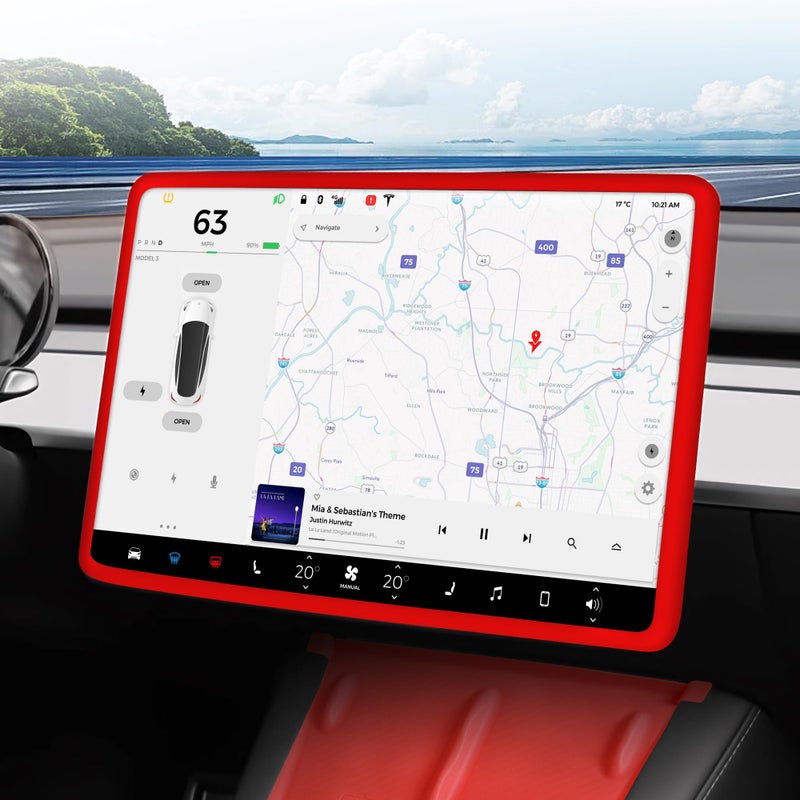 frani Screen Frame Protector Red Designed for Tesla Model 3 (2025-2017), Tesla Model Y (2025-2020),Interior Decor Accessories for Tesla Model Accessories - Image 1