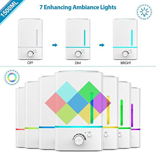 Exqline 1500ml Aroma Essential Oil Diffuser Large - Exqline Diffuser for Large Room, Large Aromatherapy Diffuser/Humidifier, Unique Diffusers for Essential Oils(White) - Image 3