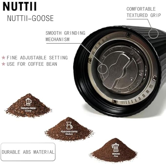AOOEDDI Nuttii Manual Coffee Grinder Cnc Stainless Steel Conical Burrs Internal Adjustable Settings For Even Grinding Series Handheld Grinder Suitable For Gifts - Image 2