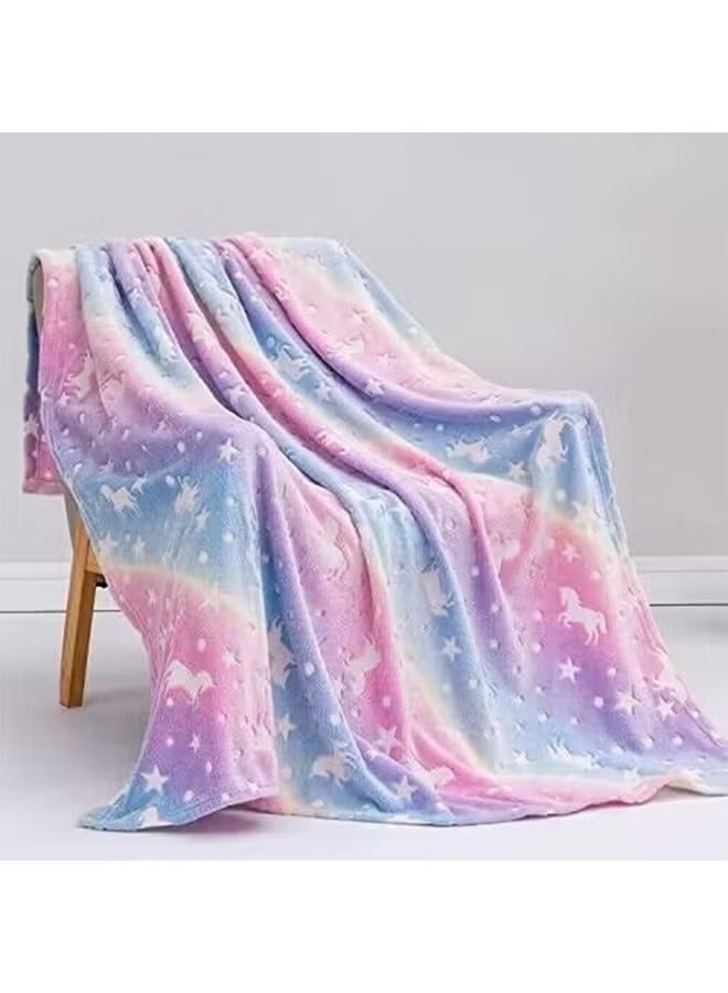 بيوينتي بطانية أطفال بألوان قوس قزح، بطانية بحجم 1.5*1.3 متر، مريحة للغاية، ولينة وقطنية، مثالية كهدية عيد ميلاد للفتيات والأولاد، أعتقد أن الأطفال سيحبونها جداً. - Image 5