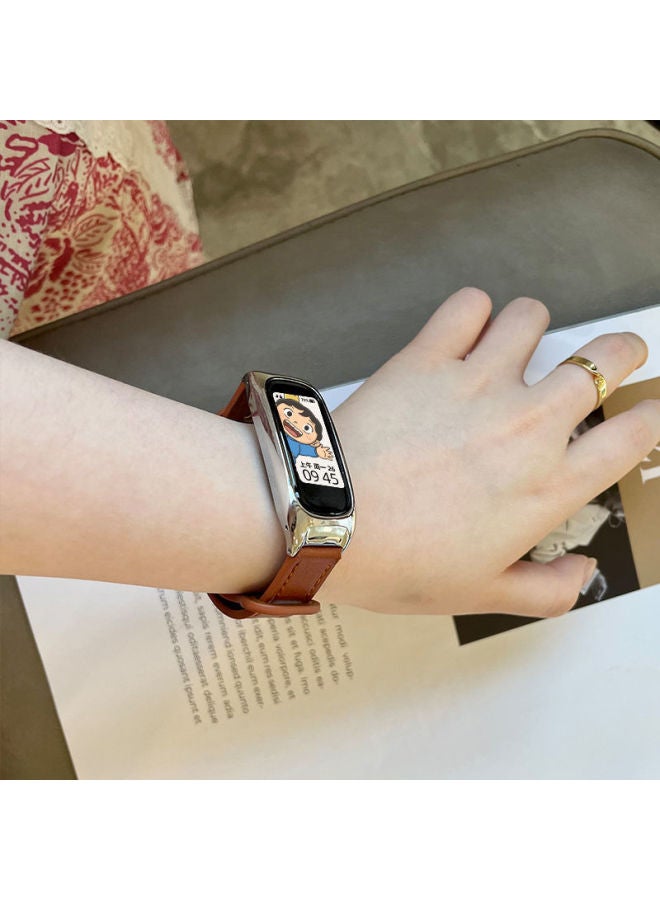 Suitable For OPPO Bracelet Strap Sports Smart Bracelet With Genuine Leather Fashion Version Replacement With Eva Limited Edition Vitality-Color:Applicable: Oppo Bracelet 1 Generation Black Shell-[Stone Black]]  - Image 5