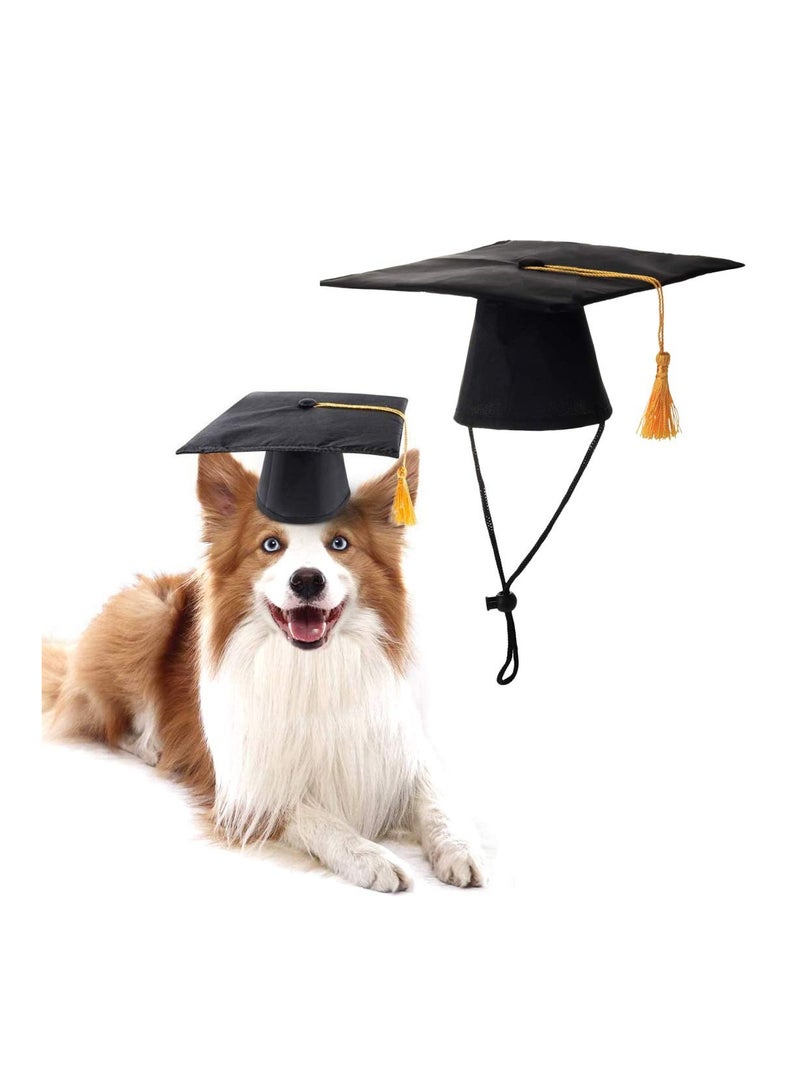 SYOSI 2Pack Pet Graduation Caps, Dog Graduation Hats with Yellow Tassel Costumes Pet Cosplay Graduation Set for Small Medium Large Dogs Cats Graduation Party Dress Costume Accessory - Image 1