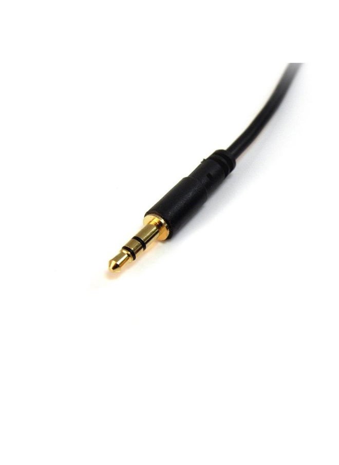 StarTech 15 ft. (4.6 m) 3.5mm Audio Cable - 3.5mm Slim Audio Cable - Gold Plated Connectors - Male/Male - Aux Cable (MU15MMS), Black  - Image 2