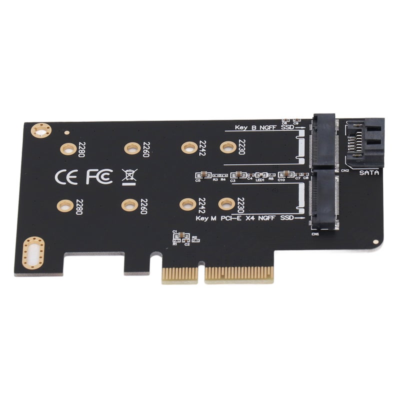محول NGFF M.2 إلى PCIe يدعم بطاقة NGFF مفتاح B ومفتاح M PCIe X4 مع كابل SATA 3.0 لأقراص SSD الأحجام 2242 و2260 و2280 - Image 5