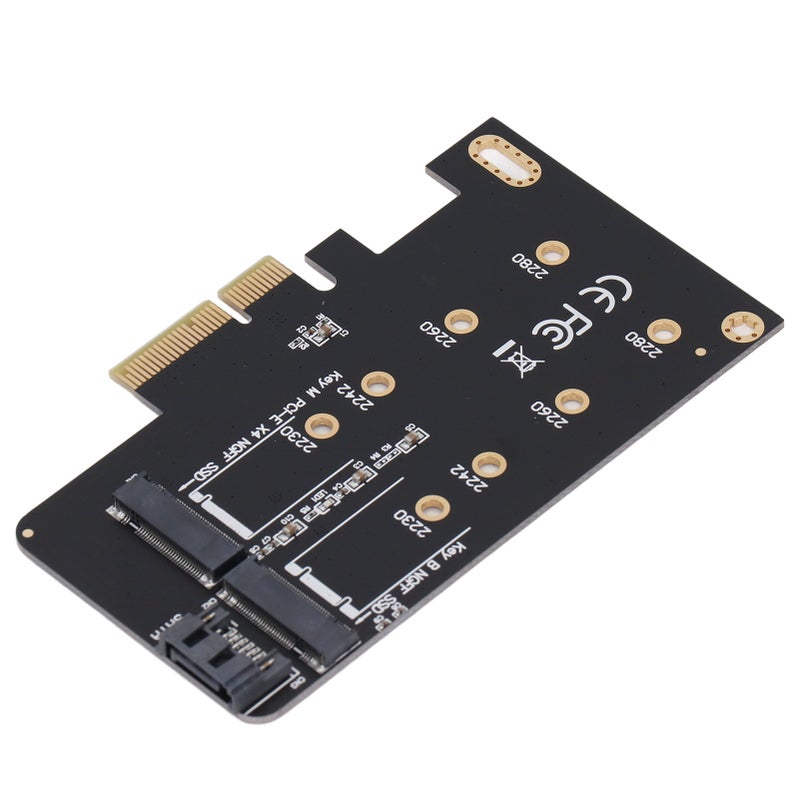 محول NGFF M.2 إلى PCIe يدعم بطاقة NGFF مفتاح B ومفتاح M PCIe X4 مع كابل SATA 3.0 لأقراص SSD الأحجام 2242 و2260 و2280 - Image 2