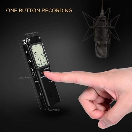 RFV1 8GB Digital Voice Recorder Professional USB Rechargeable Dictaphone LCD Recorder with Speaker Multifunctional Digital Audio and MP3 Music Player (Black) - Image 3
