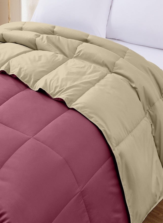 Modern Threads Down Alternative Microfiber Quilted Reversible Comforter & Duvet Insert - Soft, Comfortable Alternative to Goose Down - Bedding for All Seasons Anemone/Wheat Twin - Image 5