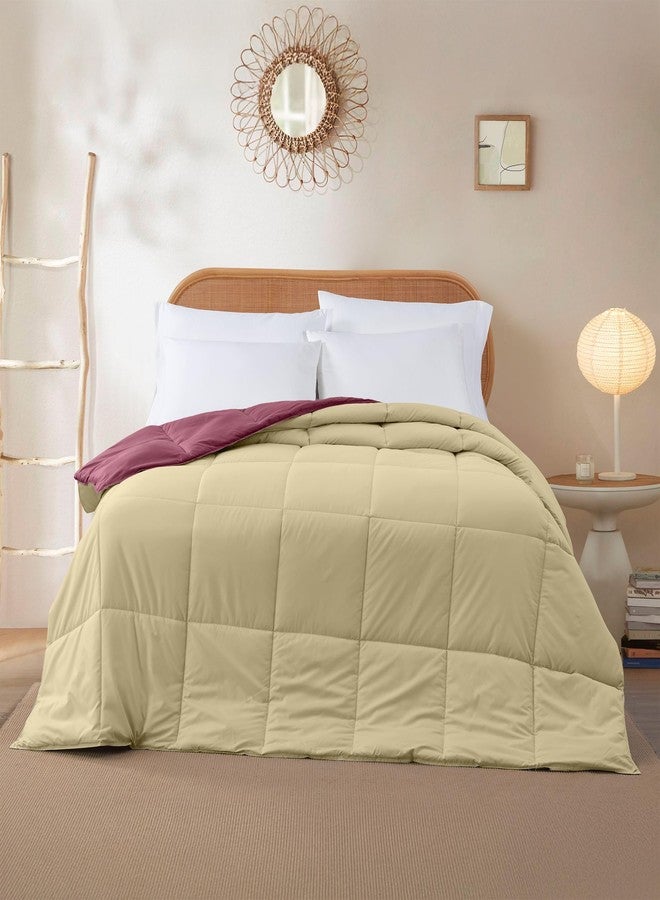 Modern Threads Down Alternative Microfiber Quilted Reversible Comforter & Duvet Insert - Soft, Comfortable Alternative to Goose Down - Bedding for All Seasons Anemone/Wheat Twin - Image 3