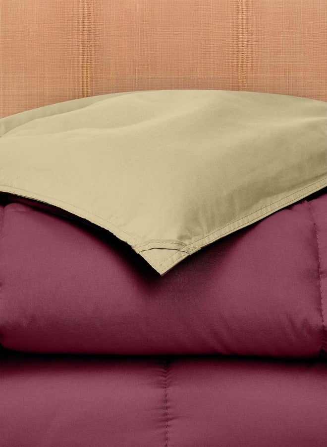 Modern Threads Down Alternative Microfiber Quilted Reversible Comforter & Duvet Insert - Soft, Comfortable Alternative to Goose Down - Bedding for All Seasons Anemone/Wheat Twin - Image 4
