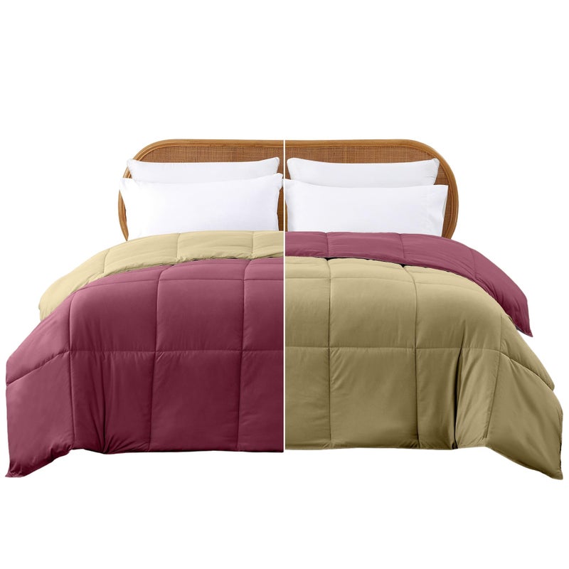Modern Threads Down Alternative Microfiber Quilted Reversible Comforter & Duvet Insert - Soft, Comfortable Alternative to Goose Down - Bedding for All Seasons Anemone/Wheat Twin - Image 1