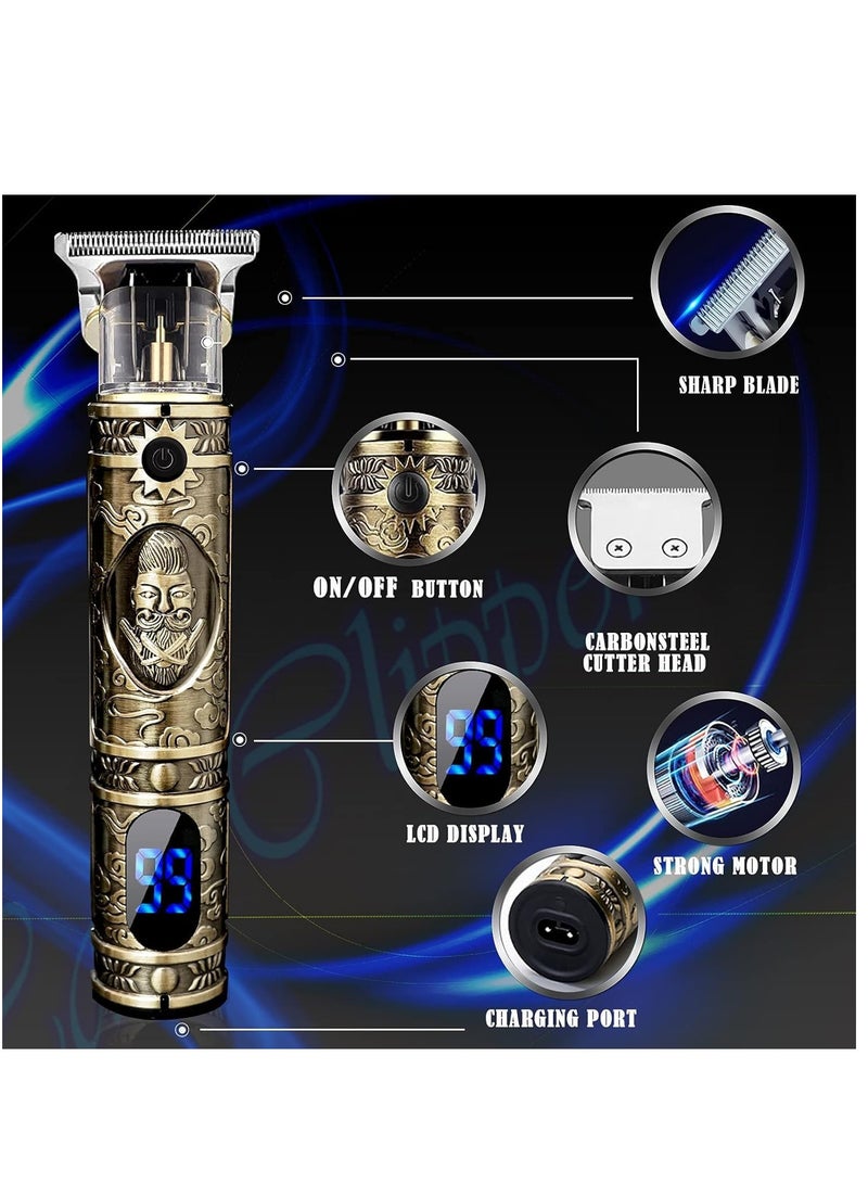 ELTRAZONE Upgraded Hair Trimmer Beard Clippers for Men Professional USB Electric Hair Clippers for Hair Cutting Trimmers Cordless Outliner Zero Gaped LED Display (Hair Clippers for Men, GOLD 02) - Image 4