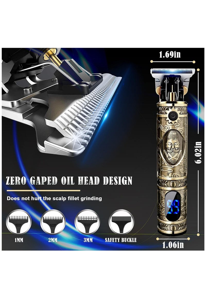ELTRAZONE Upgraded Hair Trimmer Beard Clippers for Men Professional USB Electric Hair Clippers for Hair Cutting Trimmers Cordless Outliner Zero Gaped LED Display (Hair Clippers for Men, GOLD 02) - Image 3