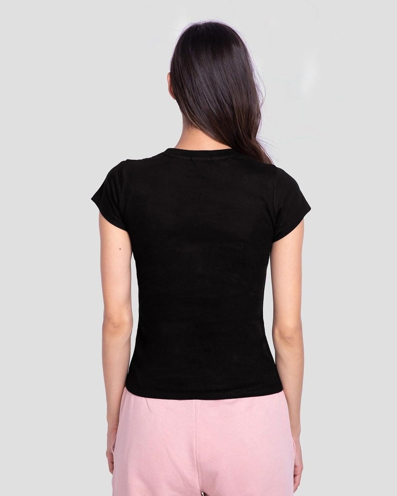 Bewakoof Women's Graphic Print Slim Fit Half Sleeve Round Neck Cotton T-Shirt - Image 2