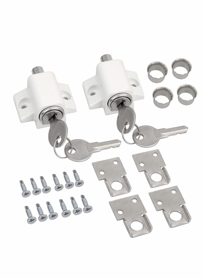 Sliding Door and Window Lock, Sliding Patio Door Catches Set, Window Bolt Sliding Security Locks with Universal Keys Door Window Locks for Home Office Classroom (White 2Pcs) - Image 3
