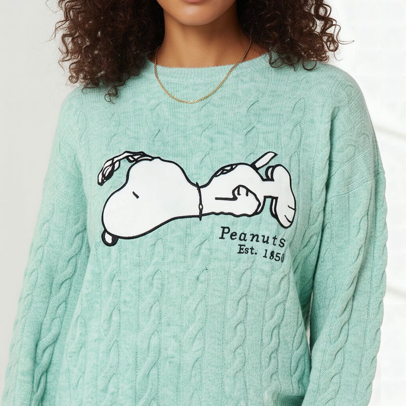 SP Characters Snoopy Embroidered Crew Neck Jumper - Image 4