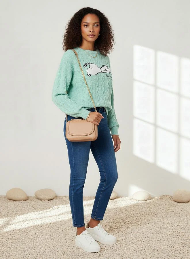 SP Characters Snoopy Embroidered Crew Neck Jumper