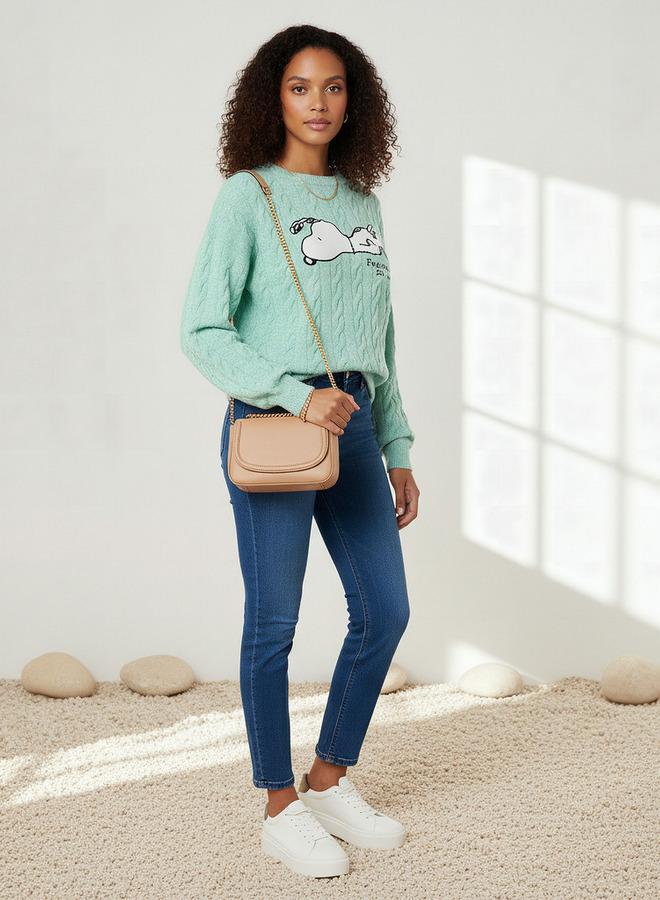 SP Characters Snoopy Embroidered Crew Neck Jumper - Image 2