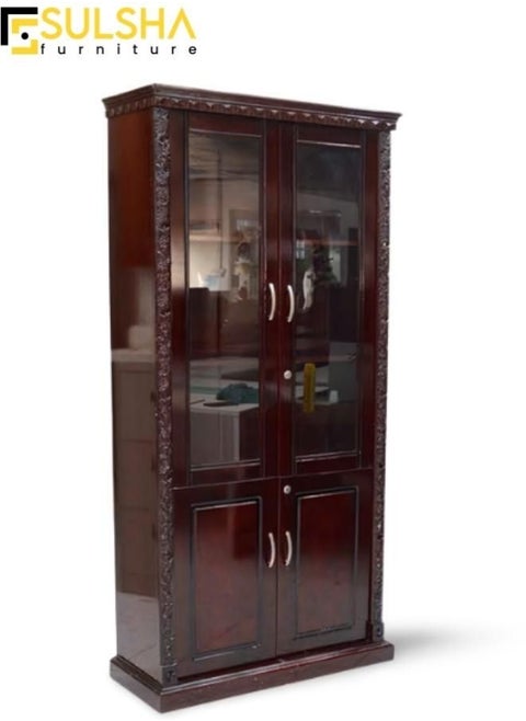 Modern Wooden File Cabinet 4 Door ,Glass Door Cabinet