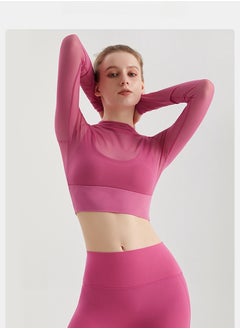 Generic Female Cross Thin Suspender Fashion Mesh Breathable Long Sleeved Fake Two-Piece Yoga Suit  - Image 2