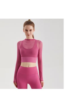 Generic Female Cross Thin Suspender Fashion Mesh Breathable Long Sleeved Fake Two-Piece Yoga Suit  - Image 1