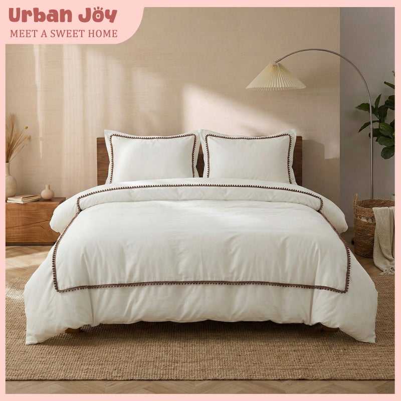 3pcs Spring Summer New Light Gray Solid Color with Small Black Balls Reversible Duvet Cover Set Bohemian Style (1pc Duvet Cover And 2pcs Pillowcases, Core Not Included) Synthetic Polyester Daily Soft Skin-Friendly Indoor Bedroom Master Guest Spare R - Image 5