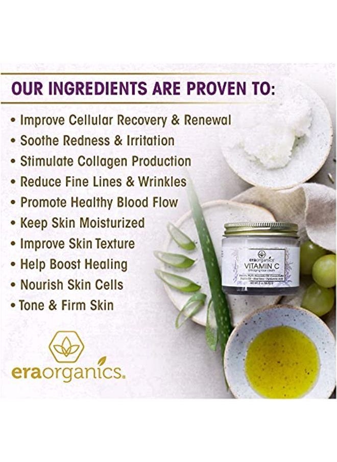 Era Organics - Era Organics Vitamin C Face Cream - Super Revitalizing Hyaluronic Acid Vitamin C Moisturizer For Face & Neck, Face Brightening Cream With Kakadu Plum, Jojoba Oil, Vitamin E For Wrinkles, Fine Lines - Image 1
