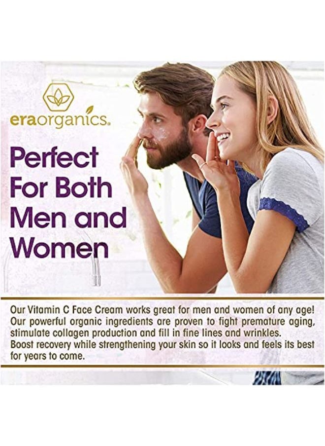 Era Organics - Era Organics Vitamin C Face Cream - Super Revitalizing Hyaluronic Acid Vitamin C Moisturizer For Face & Neck, Face Brightening Cream With Kakadu Plum, Jojoba Oil, Vitamin E For Wrinkles, Fine Lines - Image 1