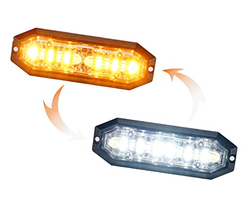 Unicorn Lighting UT01 Surface Mount Warning Emergency Strobe Grille Light Head [SAE class 1] [Dual Color] [IP68] for Police and Tow Truck Construction Vehicle A/B/R/W (Amber/White, 6 + 6 LED) - Image 1