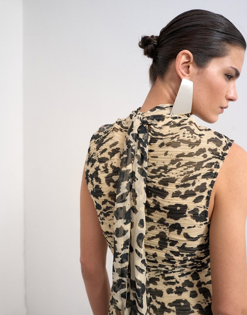 TOPSHOP Scarf Neck Woven  Dress - Image 4