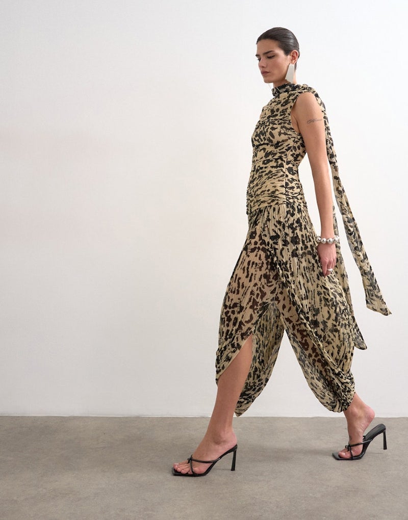 TOPSHOP Scarf Neck Woven  Dress - Image 3