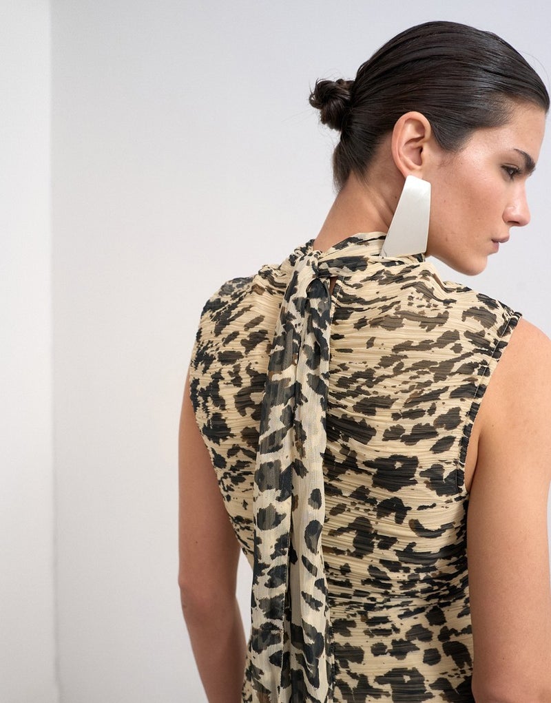 TOPSHOP Scarf Neck Woven  Dress - Image 3